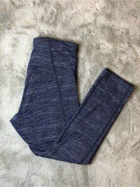 Lorna Jane Navy Space-Dye Cropped Performance Leggings